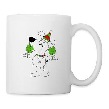HUND - KLEEBLÄTTER - GLÜCKSBRINGER - Tasse - Weiß - Rechts