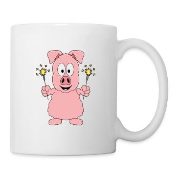WUNDERKERZEN - SCHWEIN - NEUJAHR - SILVESTER - Tasse - Weiß - Rechts