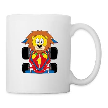 LÖWE - MOTORSPORT - RENNWAGEN - AUTO - TIER - Tasse - Weiß - Rechts