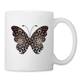 Golden Butterfly Mandala Design - Mug - white - Right