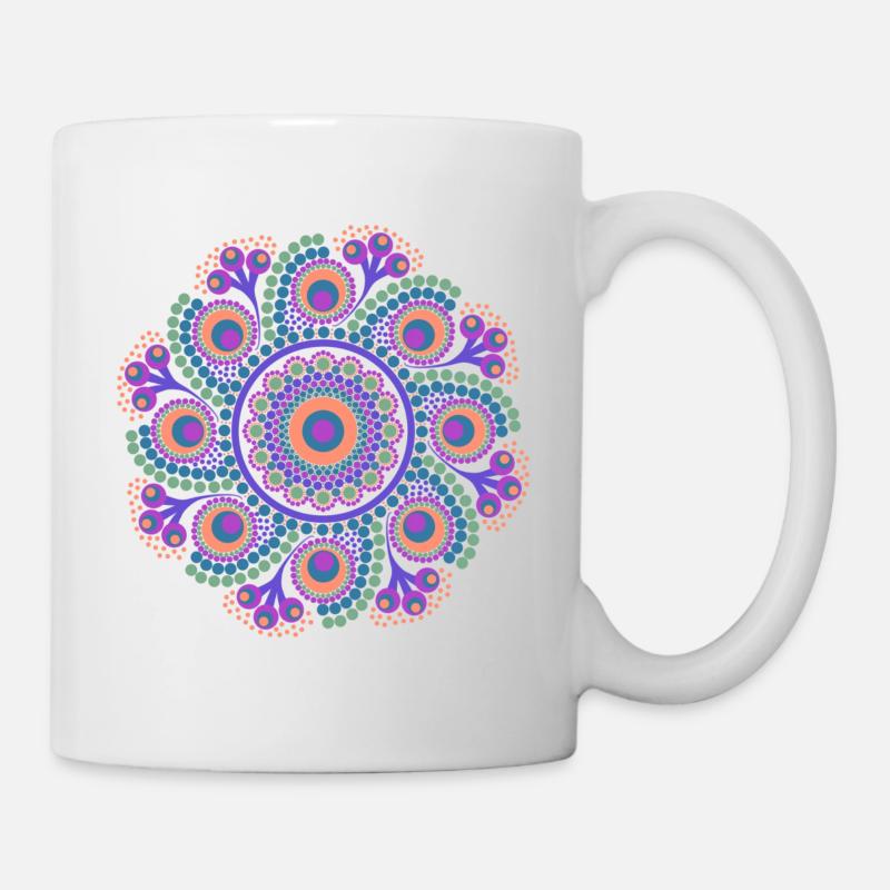 Rainbow Dot Mandala - Tasse - Weiß