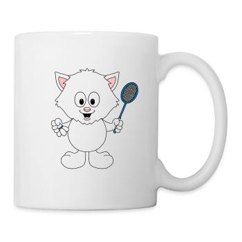KATZE - KATER - FEDERBALL - BADMINTON - SPORT - Tasse - Weiß - Rechts