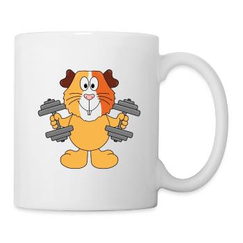 MEERSCHWEINCHEN - HANTELN - FIT - FITNESS - Tasse - Weiß - Rechts