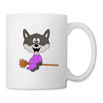 WOLF - HEXE - HEXENBESEN - HALLOWEEN - Tasse - Weiß - Rechts