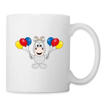 ZIEGE - LUFTBALLONS - TIER - KIND - BABY - Tasse - Weiß - Rechts