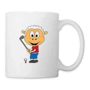 SCHAF - GOLF - GOLFER - GOLFBALL - GOLFSCHLÄGER - Tasse - Weiß - Rechts