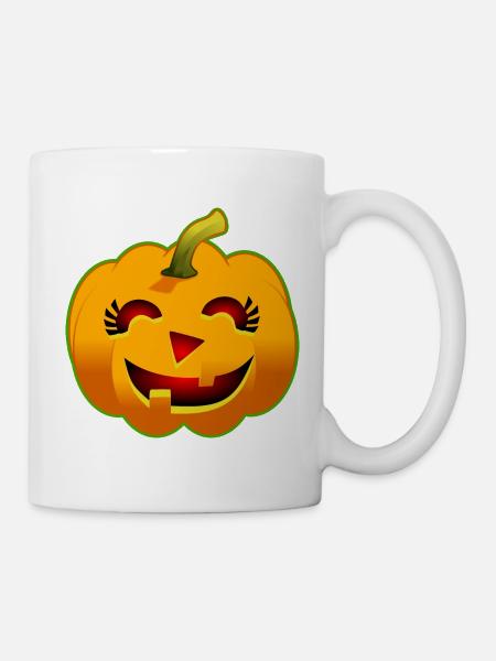 Halloween-Kürbis – Lächelnd - Tasse - Weiß