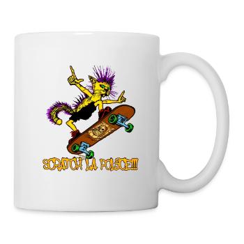 Skater Cat - Scratch La Police! - Tasse - Weiß - Rechts