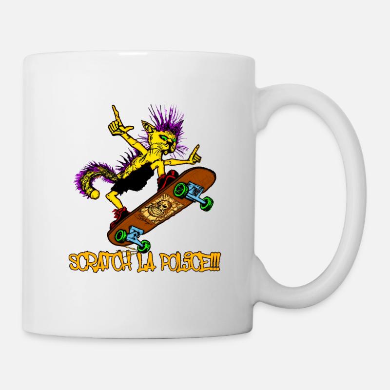 Skater Cat - Scratch La Police! - Mug - white