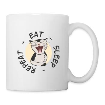 Cat Life : EAT SLEEP REPEAT funny cute cat - Mug - white - Right