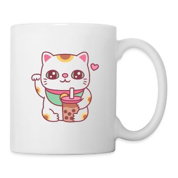 Mignon Maneki Neko Chat Avec Bubble Tea - Mug blanc - blanc - Droite