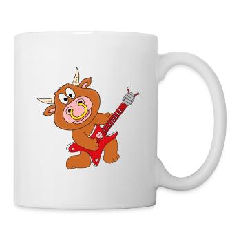 BULLE - STIER - KUH - RIND - GITARRE - MUSIK - Tasse - Weiß - Rechts