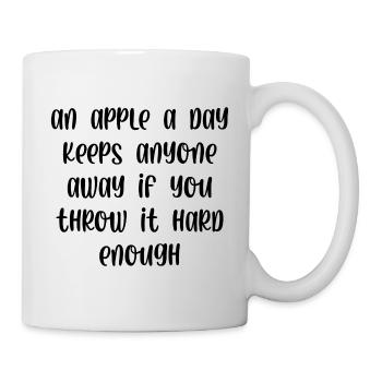 An apple a day keeps anyone away if you throw it - Mug - white - Right