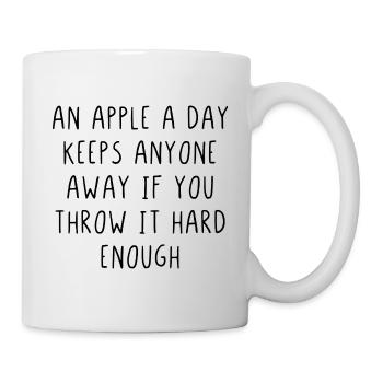 An apple a day keeps anyone away if you throw it - Mug - white - Right
