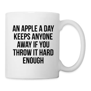 An apple a day keeps anyone away if you throw it - Mug - white - Right