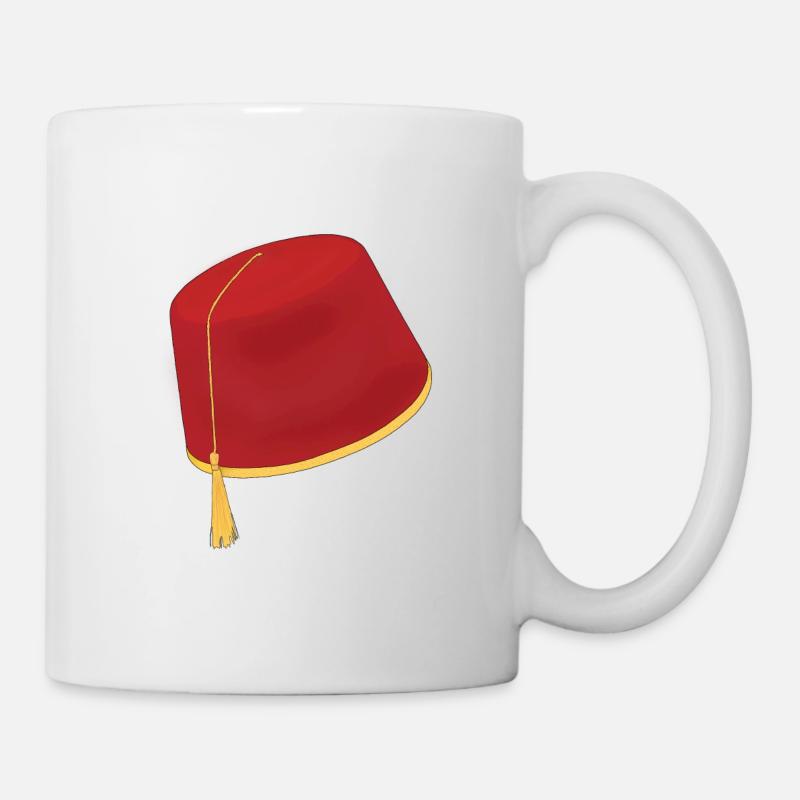 Chapeau Tarboosh dessiné à la main - Mug blanc - blanc