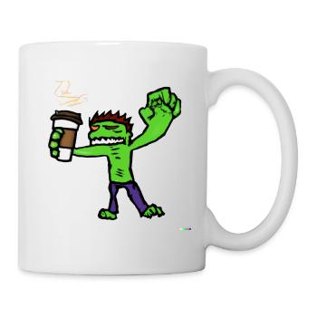 zombie drink coffee - Mug - white - Right