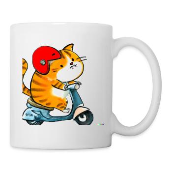 Un chat à moto - Mug blanc - blanc - Droite