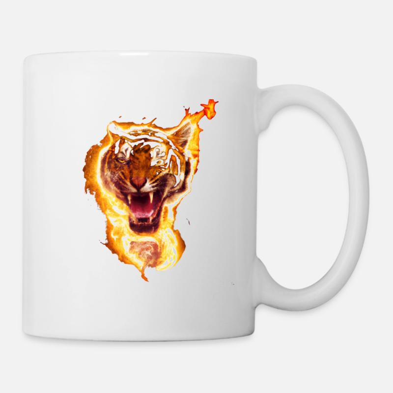 Tiger im Feuer - Tasse - Weiß