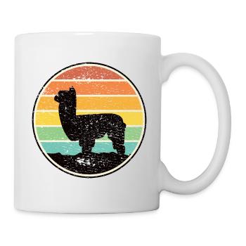 Alpaca silhouette before sunset - Mug - white - Right