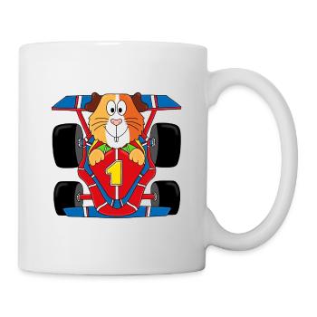MEERSCHWEINCHEN - AUTO - RENNFAHRER - TIER - Tasse - Weiß - Rechts