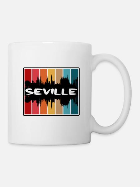 Séville Espagne Skyline Silhouette Souvenir de voyage - Mug blanc - blanc