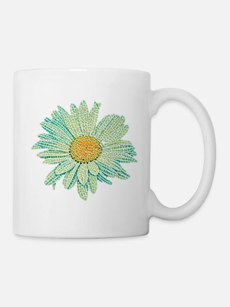 Gänseblume Mosaik Illustration - Tasse - Weiß