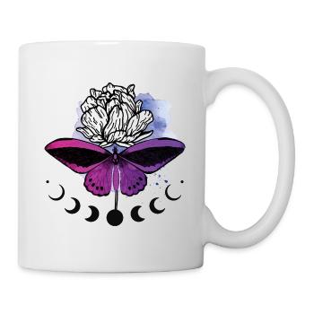 Phases de lune Papillon - violet, rose, papillon, fleur - Mug blanc - blanc - Droite