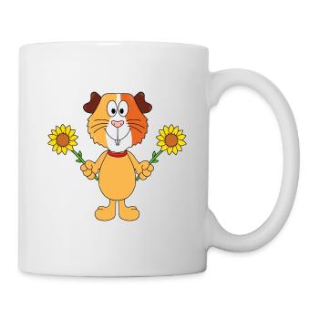 MEERSCHWEINCHEN - BLUMEN - SONNENBLUMEN - TIER - Tasse - Weiß - Rechts