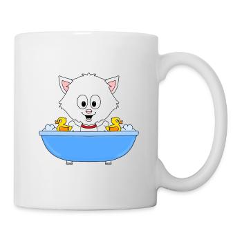 KATZE - BADEWANNE - BADEN - TIER - BABY - Tasse - Weiß - Rechts