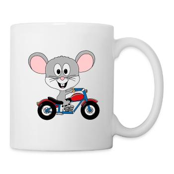 MAUS - MOTORRAD - BIKER - TIER - KIND - BABY - Tasse - Weiß - Rechts