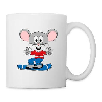 MAUS - SNOWBOARD - WINTERSPORT - TIER - Tasse - Weiß - Rechts