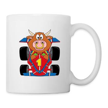 RENNFAHRER - AUTO - RENNWAGEN - BULLE - STIER - Tasse - Weiß - Rechts