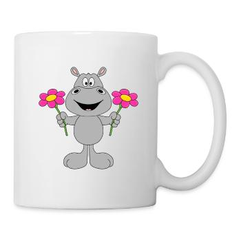 NILPFERD - BLUMEN - TIER - KIND - BABY - LIEBE - Tasse - Weiß - Rechts