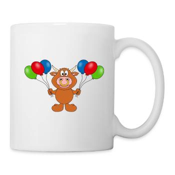 BULLE - STIER - KUH - LUFTBALLONS - TIER - Tasse - Weiß - Rechts