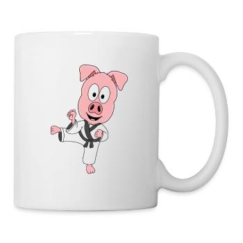 SCHWEIN - SELBSTVERTEIDIGUNG - KARATE - JUDO - Tasse - Weiß - Rechts