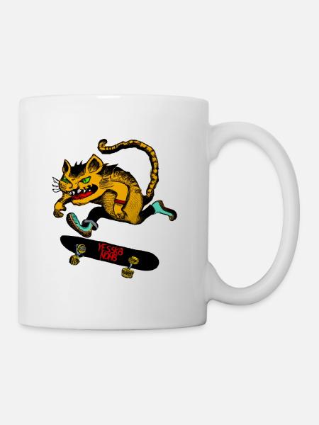 Flippin' Skatepunk Cat - Oui Sk8 Non H8 - Mug blanc - blanc