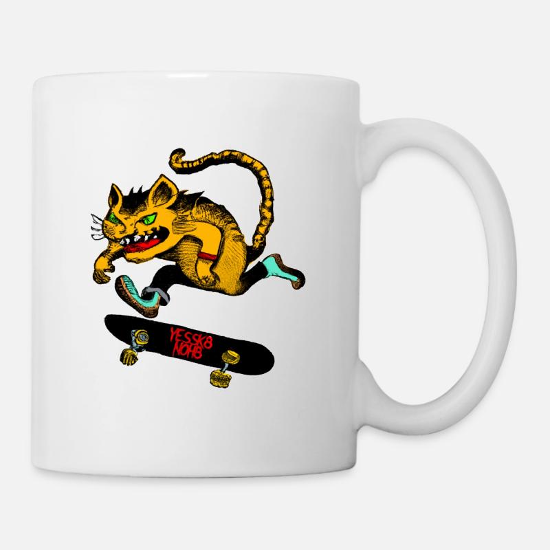 Flippin' Skatepunk Cat - Oui Sk8 Non H8 - Mug blanc - blanc
