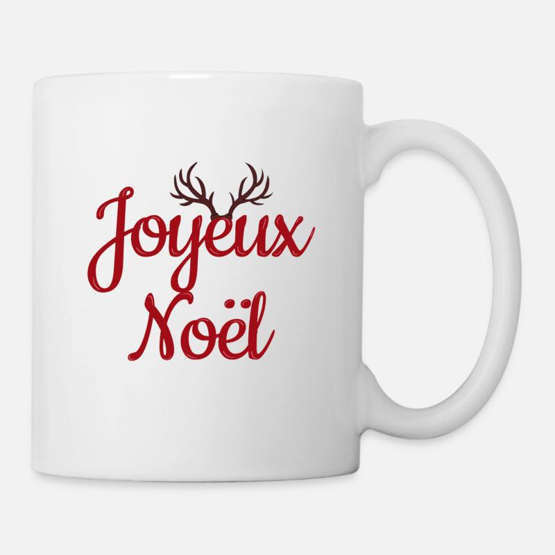 Illustration Joyeux Noël avec des bois de Renne - Mug blanc - blanc