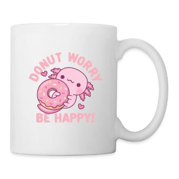 Cute Axolotl Donut Worry Be Happy Funny Quote - Mug - white - Right