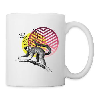Lemur mit aufgehender Sonne - Tasse - Weiß - Rechts