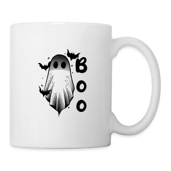 Ghost boo and Halloween bats - Mug - white - Right