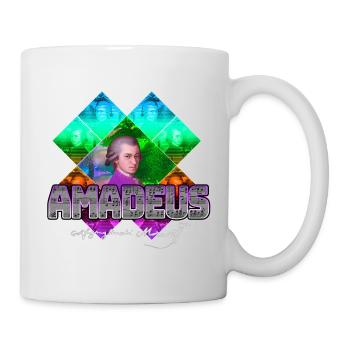 Mozart Pop-Art | Wolfgang Amadeus Mozart Geschenk - Tasse - Weiß - Rechts