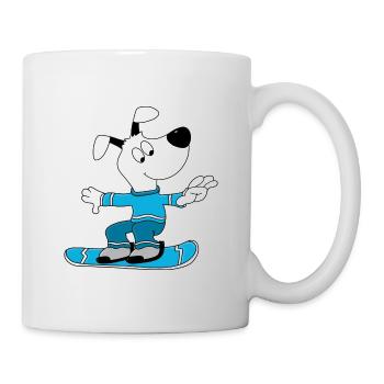 SNOWBOARD - WINTERSPORT - HUND - SPORT - Tasse - Weiß - Rechts