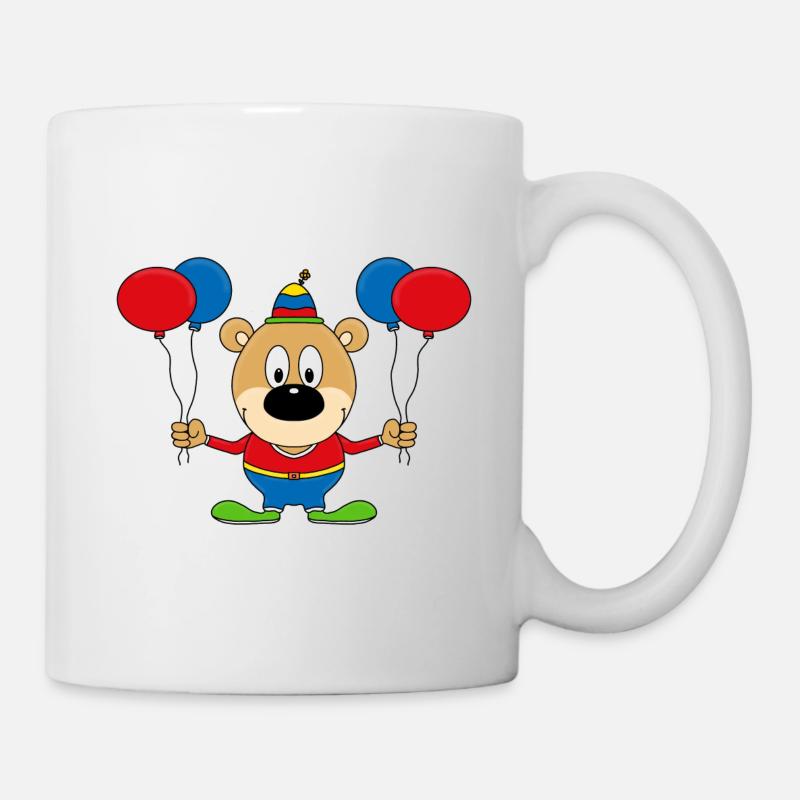 TEDDY - BÄR - TEDDYBÄR - CLOWN - ZIRKUS - Tasse - Weiß