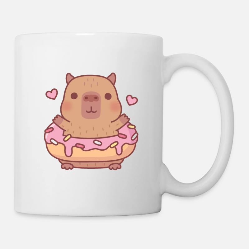 Cute Capybara With Donut - Mug - white