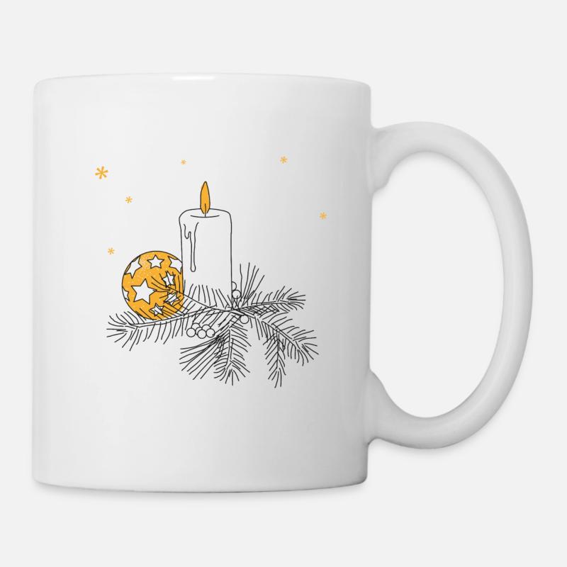 Weihnachten Advent Kerze Kranz Weihnachtskugel - Tasse - Weiß