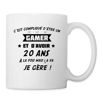 compliqué d'etre un gamer 20 ans - Mug blanc - blanc - Droite