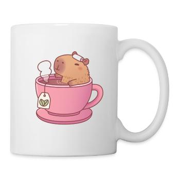 Mignon Capybara relaxant avec du thé - Mug blanc - blanc - Droite