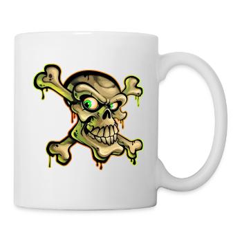 Pirate Skull Cartoon Graffiti - Mug - white - Right